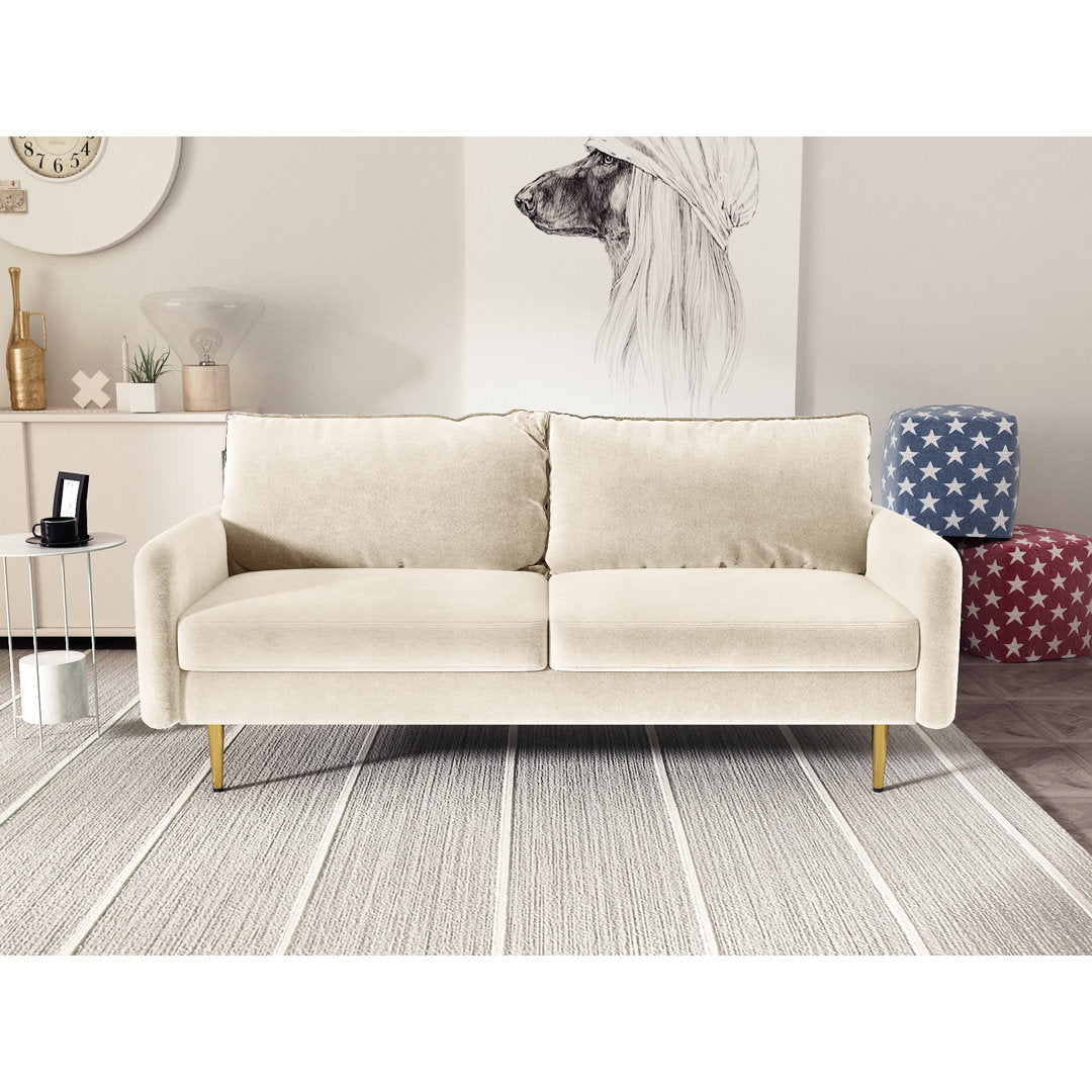 Javonta 70'' Upholstered Sofa Everly Quinn Fabric: Beige Velvet