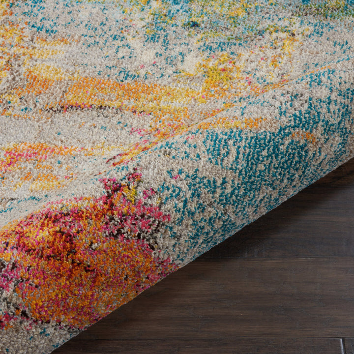 Adrihana Abstract Blue/Yellow Area Rug Williston Forge Rug Size: Round 7'10"