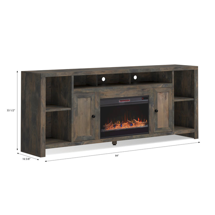 Columbia 84 inch Electric Fireplace TV Stand for TVs up to 88 inches, Barnwood Finish Greyleigh™