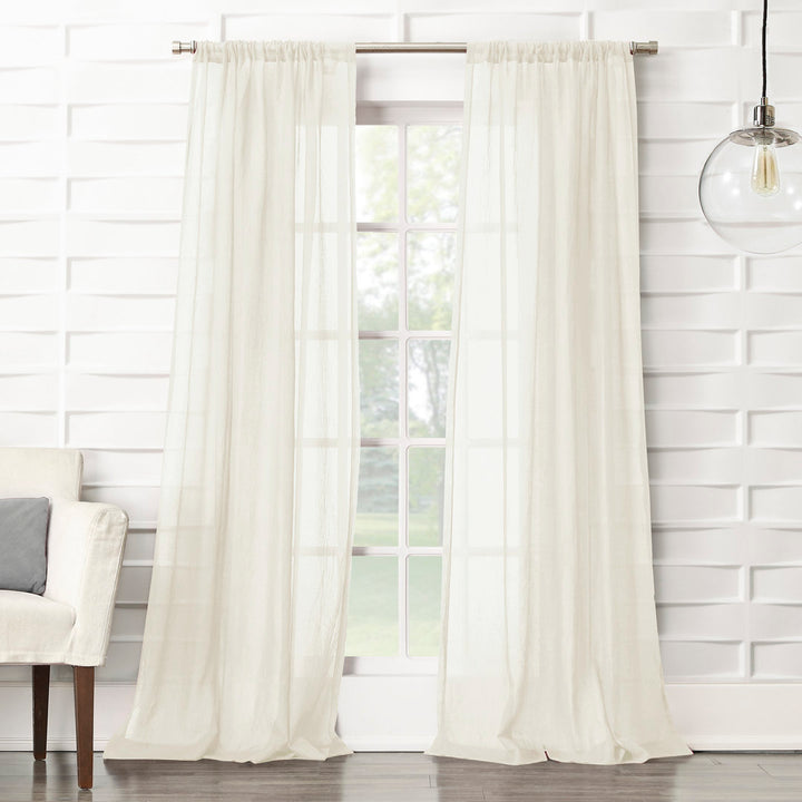 Jaklyn Crushed Texture Semi-Sheer Rod Pocket Curtain Panel Gracie Oaks Curtain Color: Cream Size per Panel: 50"W x 95"L