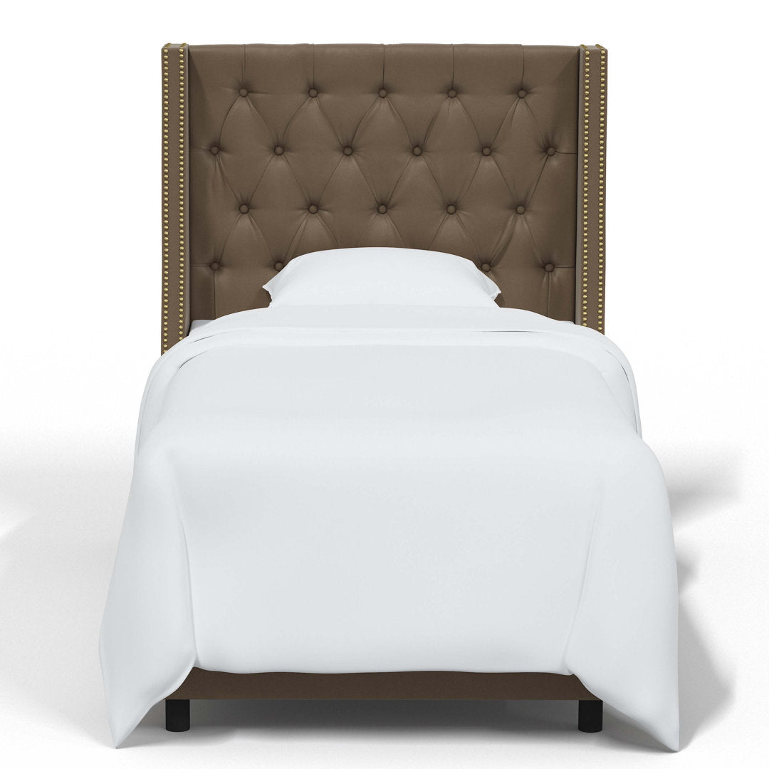 Annabel Upholstered Wingback Bed Kelly Clarkson Home Size: Twin Body Fabric: Lustrous Otter Velvet
