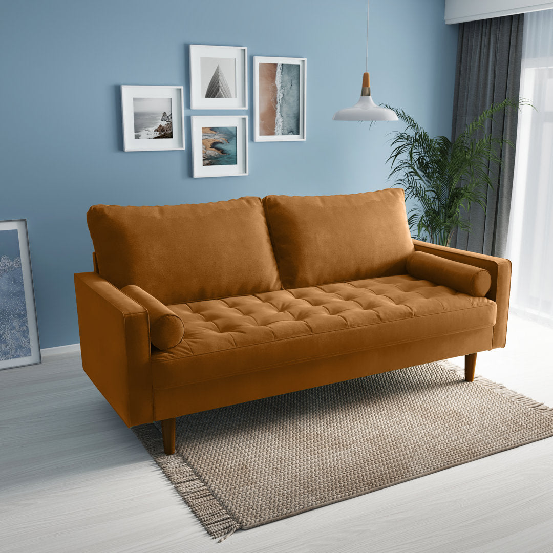 Sellner 70" Velvet Square Arm Tufted Seat Sofa George Oliver Fabric: Ginger Velvet