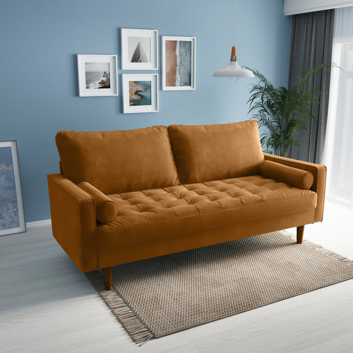 Sellner 70" Velvet Square Arm Tufted Seat Sofa George Oliver Fabric: Ginger Velvet