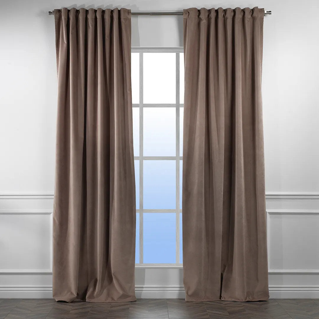 Matte Velvet Extra wide x Extra Long Custom Made Decorative Single Panel Lilijan Home & Curtain Curtain Color: 19 Beaver Size per Panel: 100" W x 216" L