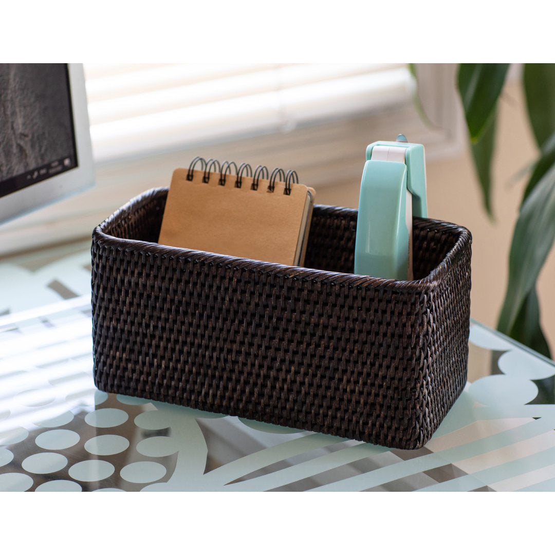 Albina Petite Rattan Basket Birch Lane™ Color: Tudor Black