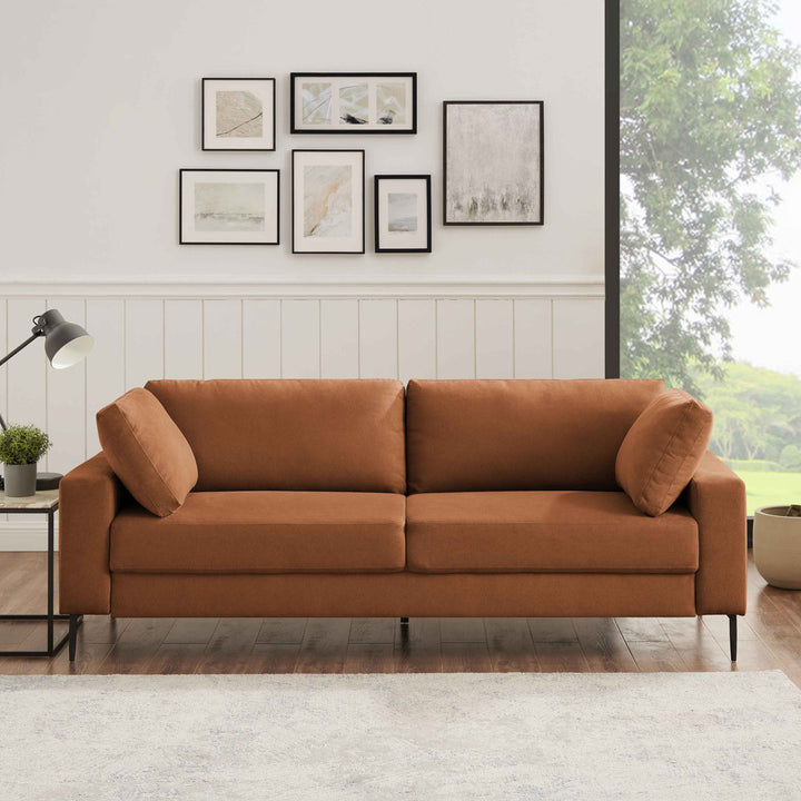 Jeses MINIMORE Modern Style Etta 84.3" Mid-Century Modern Design Sofa Corrigan Studio® Fabric: Curry Polyester Blend