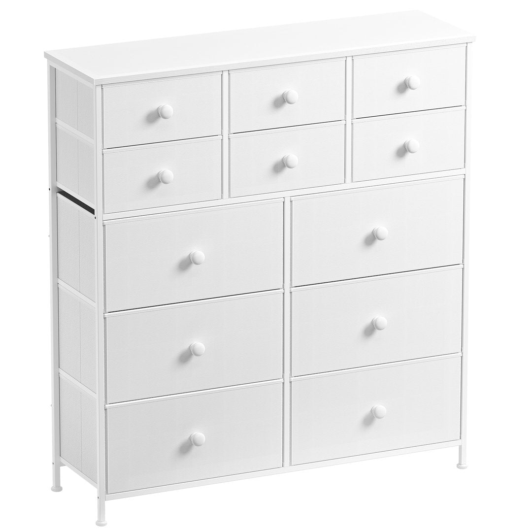 Ojaswi Dresser 12 Chest of Drawers, Closet with Wood Ebern Designs Color: White
