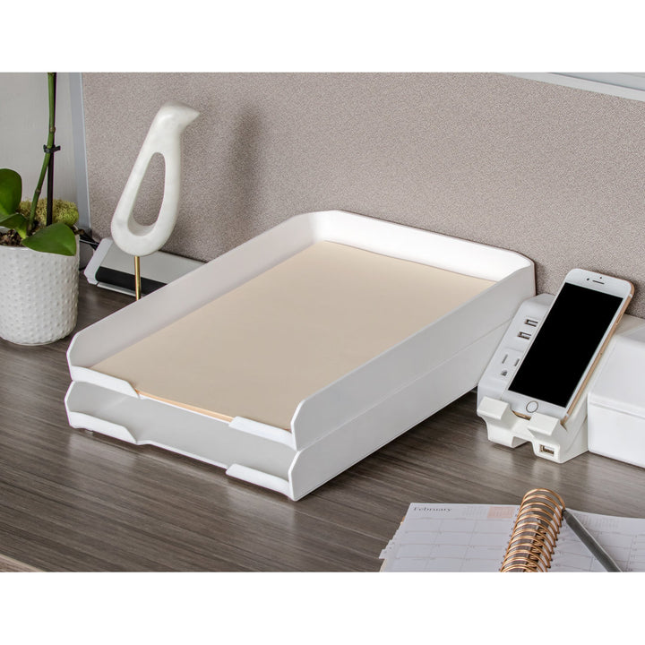 Yokum Letter Tray Stackable Paper Organizer Ebern Designs Color: White
