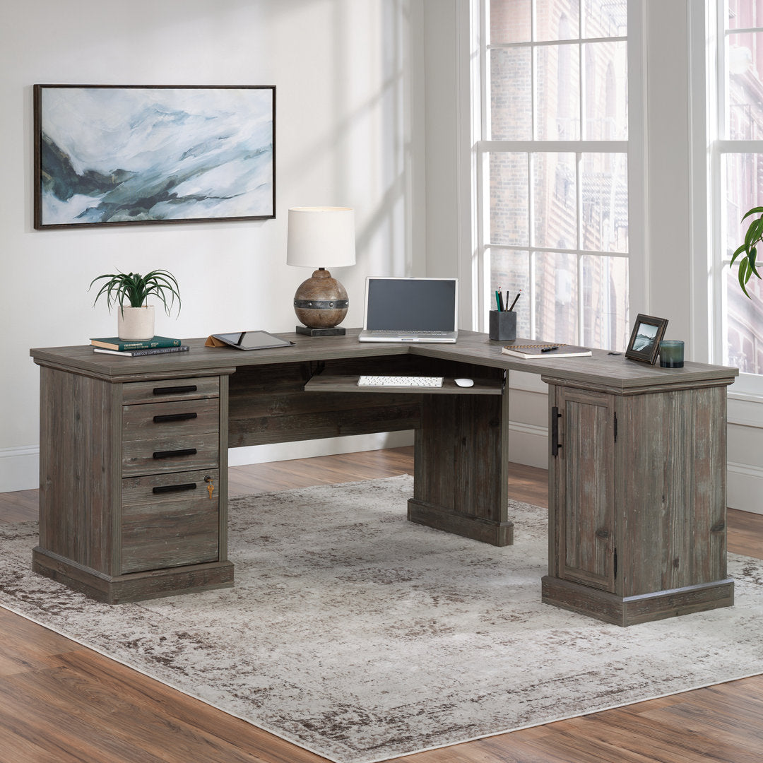 Aspen Post L-Shape Executive Desk Upper Square™ Color: Rustic Gray
