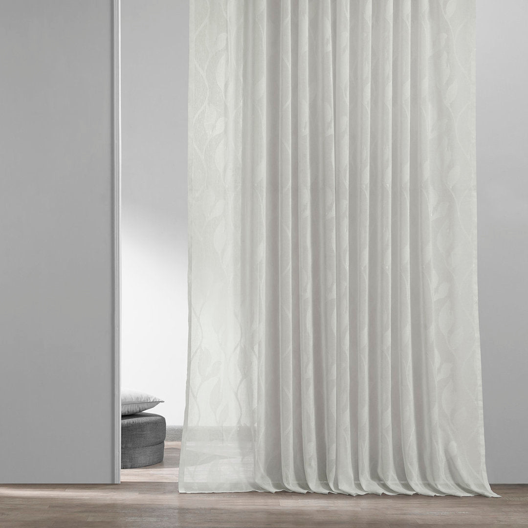 Faux Linen Sheer Curtains for Bedroom, Living Room Curtains for Large Window Single Panel Drape Winston Porter Size per Panel: 50" W x 84" L