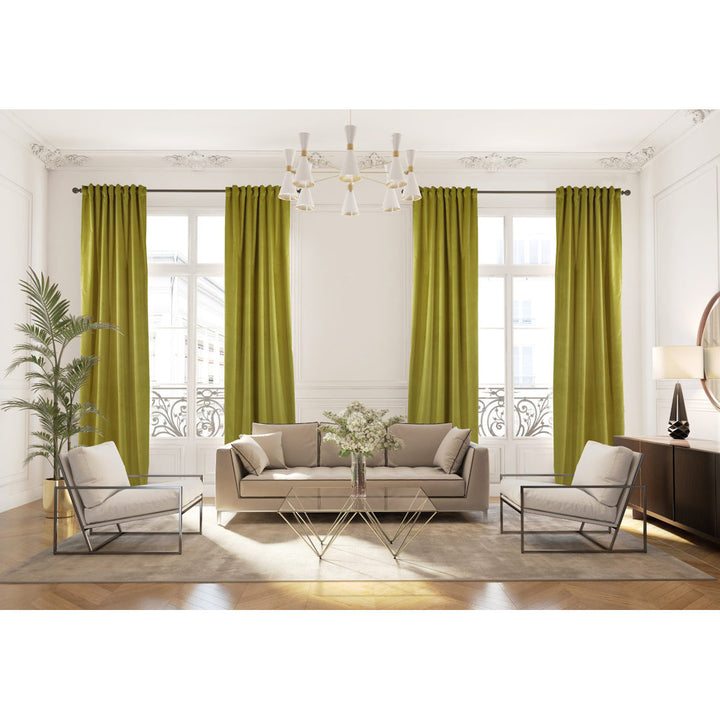 Matte Velvet Extra wide x Extra Long Custom Made Decorative Single Panel Lilijan Home & Curtain Curtain Color: 64 Lime Size per Panel: 100" W x 84" L