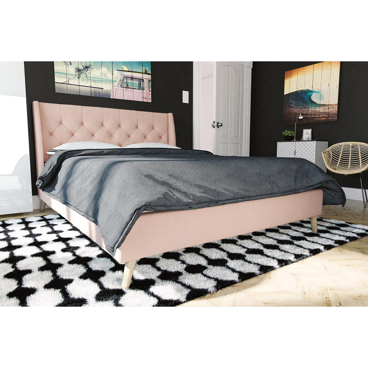Her Majesty Tufted Upholstered Low Profile Platform Bed Novogratz Color: Pink Size: Full