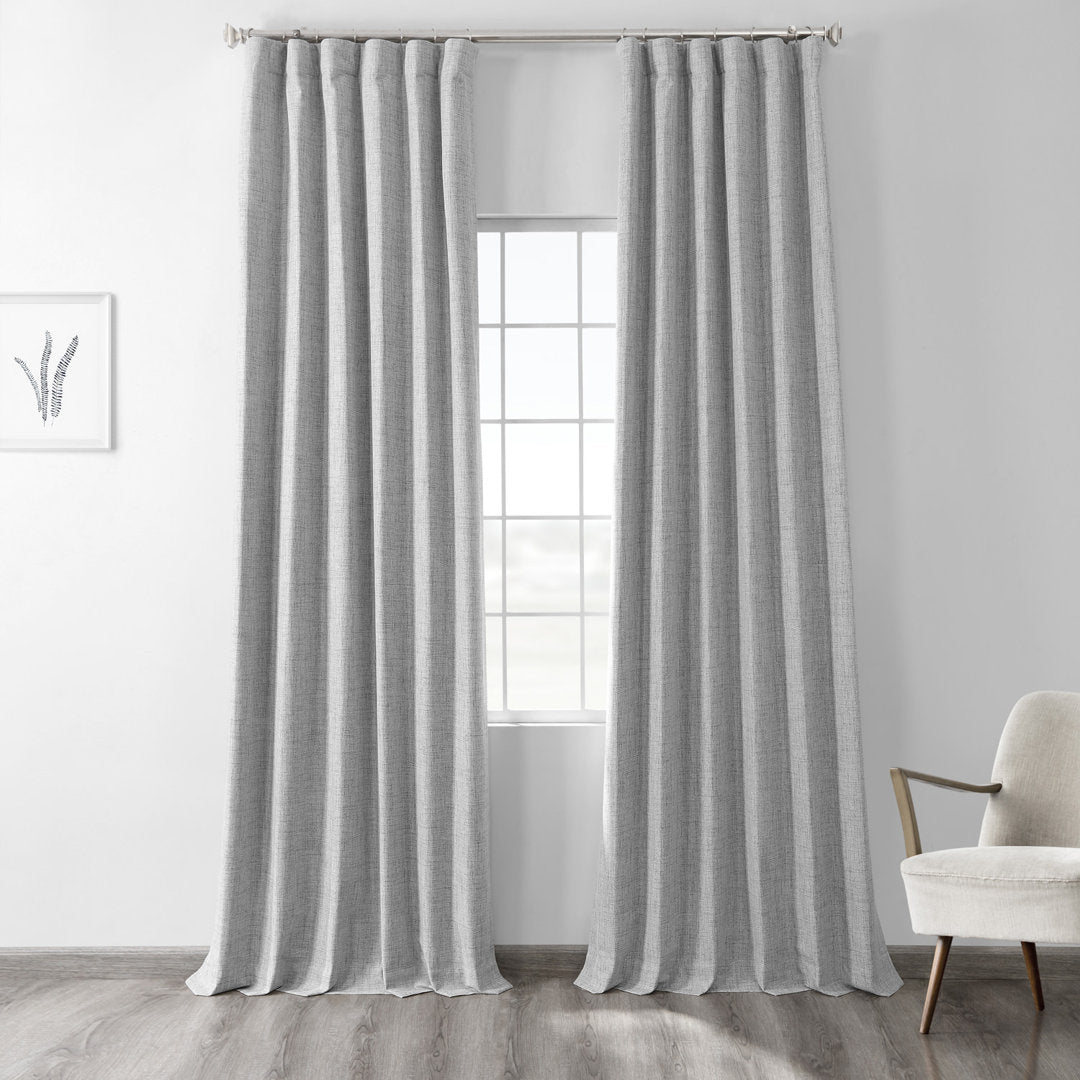 Bodulf Thermal Cross Linen Weave 100% Blackout Curtains for Bedroom & Living Room Curtains - Single Panel Drapes Latitude Run® Curtain Color: Millennial Gray Size per Panel: 50" x 96"