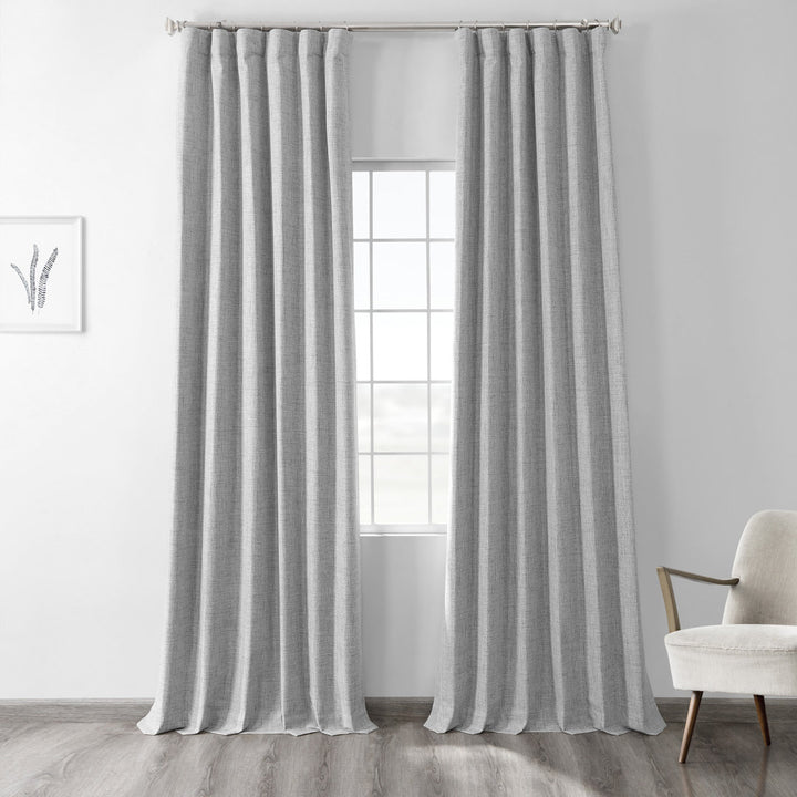 Bodulf Thermal Cross Linen Weave 100% Blackout Curtains for Bedroom & Living Room Curtains - Single Panel Drapes Latitude Run® Curtain Color: Millennial Gray Size per Panel: 50" x 96"