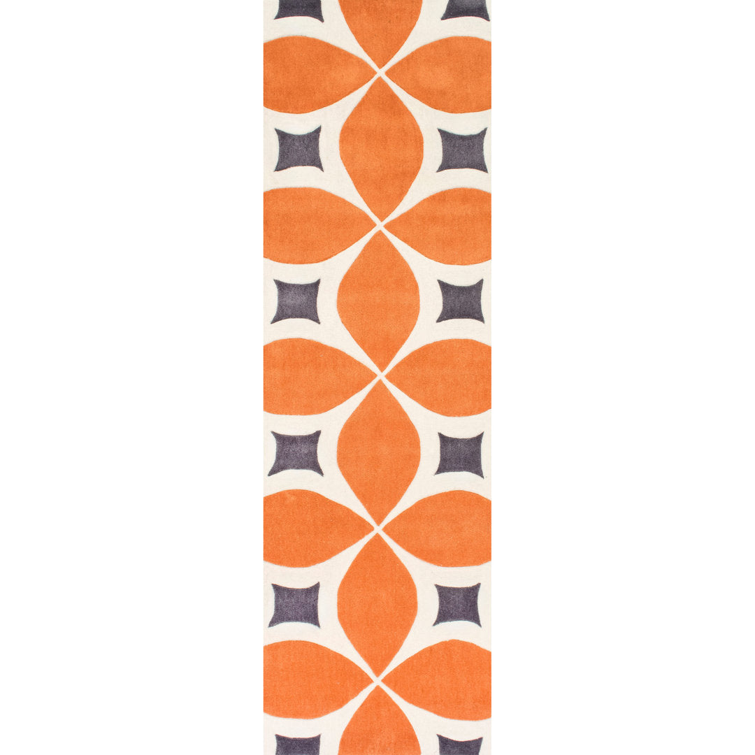 Southam Geometric Accent Rug for Living Room Bedroom Dining Room Entryway Kitchen, Deep Orange/White Wade Logan® Rug Size: Runner 2'6" x 8'