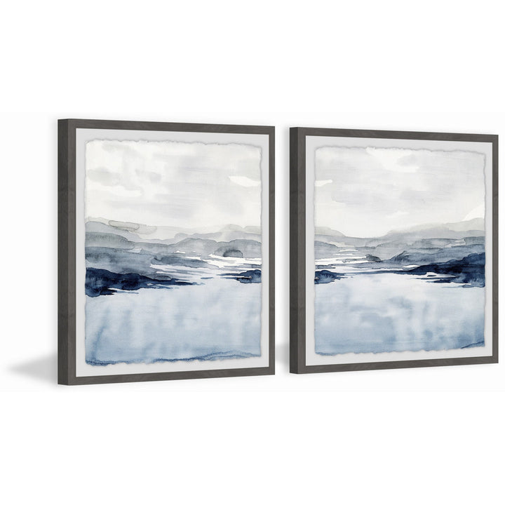 Faded Horizon III Diptych - 2 Piece Picture Frame Set Print on Paper Highland Dunes Size: 18" H x 36" W x 1.5" D