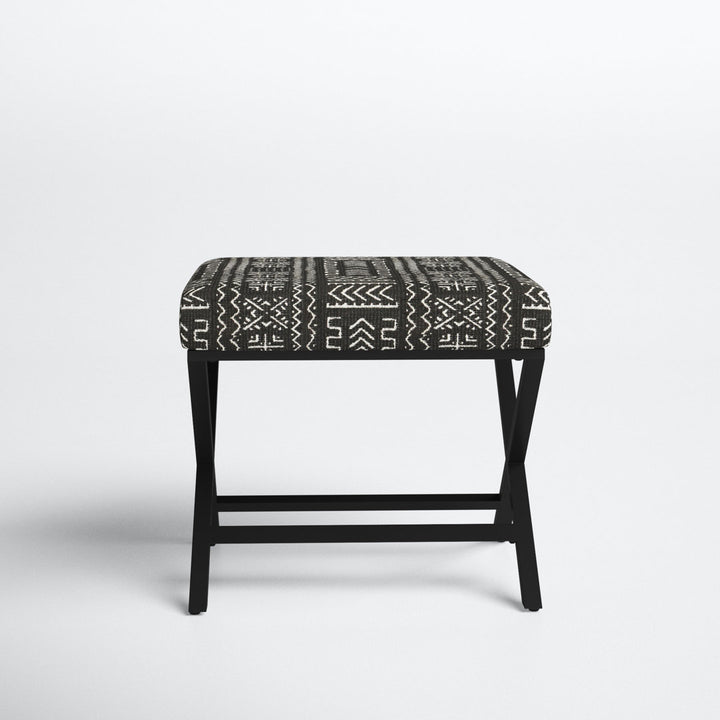 Priscilla 20" Wide Square Standard Ottoman Joss & Main Body Fabric: Geometric Eclectic Black/White