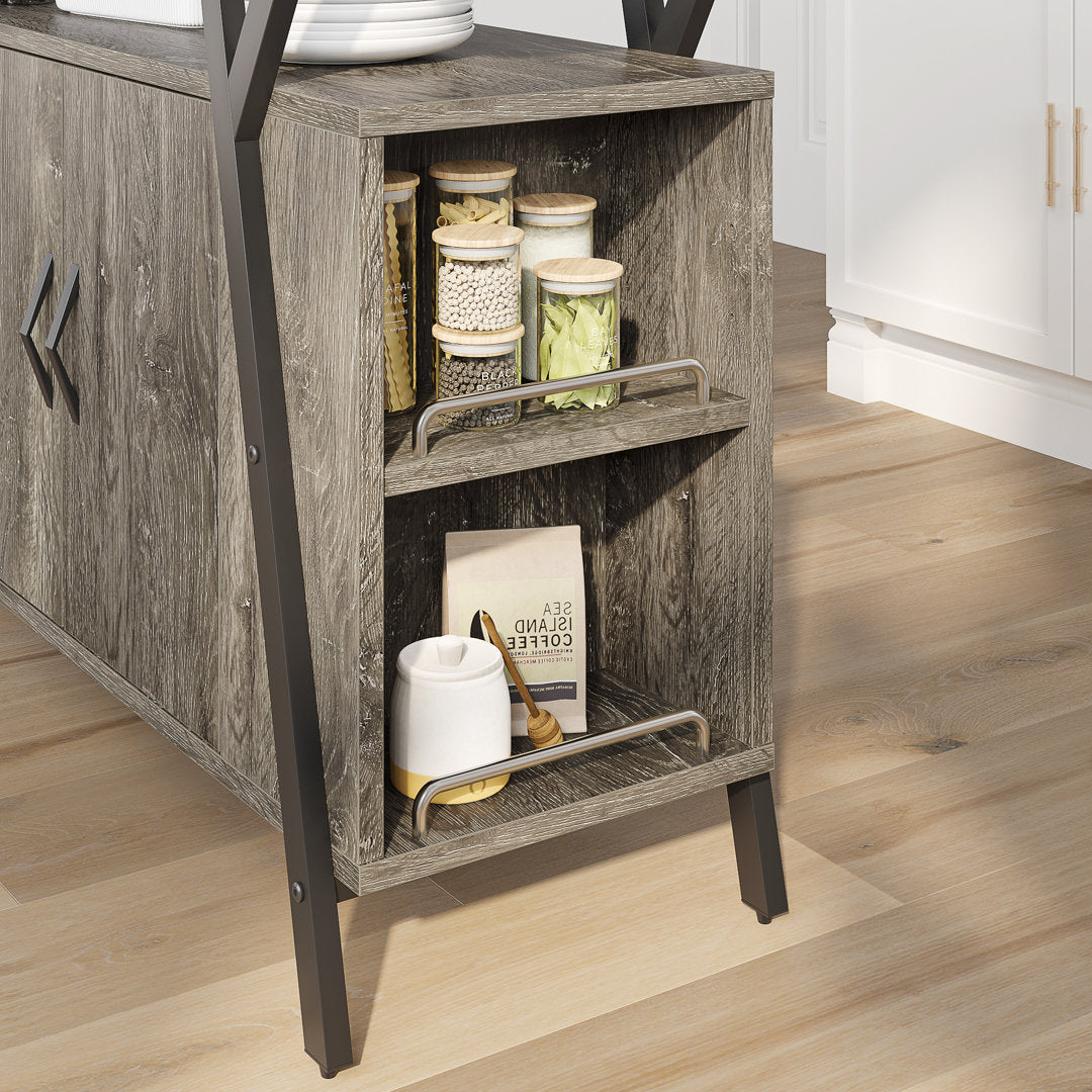 Marin 47 " Kitchen Island Open Sheves, Coffee Bar Cabinet Buffet Table Kitchen Sideboard Kelly Clarkson Home Base Finish: Retro Gray Oak