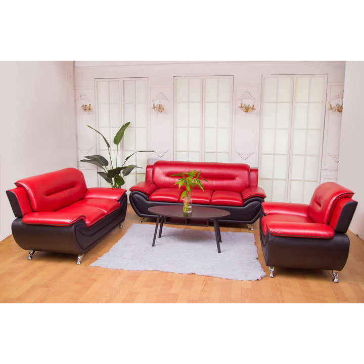 Mulvey 80" Faux Leather Pillow Top Arm Sofa Orren Ellis Upholstery Color: Red/Black