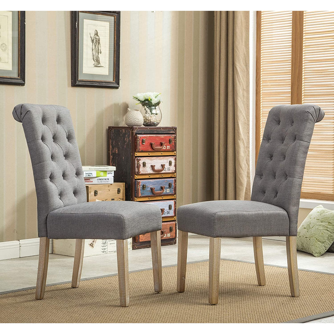 Charlotte Tufted Upholstered Parsons Chair (Set of 2) Red Barrel Studio® Upholstery Color: Gray