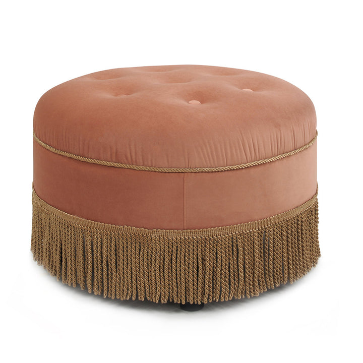 Neptune 24" Wide Tufted Round Cocktail Ottoman Astoria Grand Body Fabric: Peach Orange Velvet