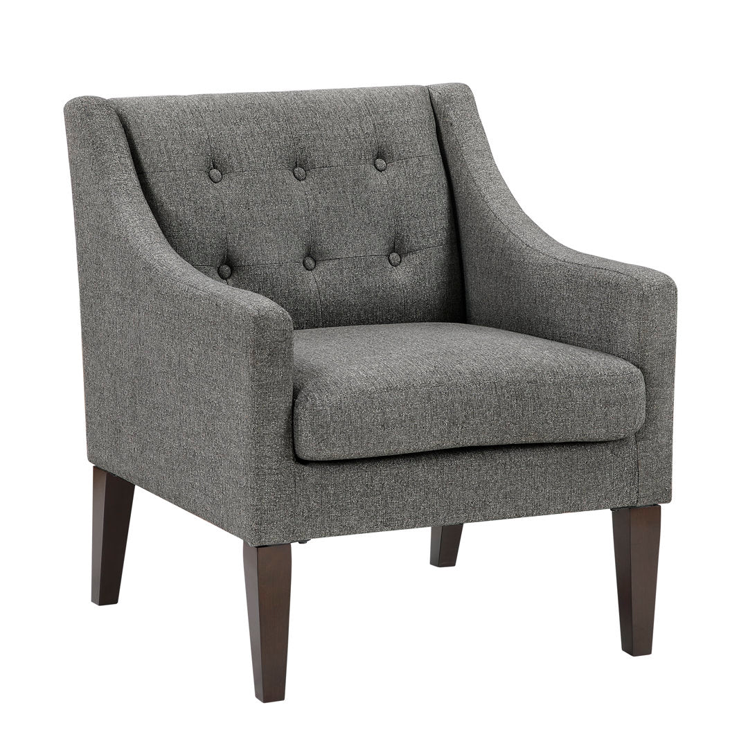Clopton 26" Wide Mid-Century Modern Tufted Accent Armchair Hashtag Home Fabric: Dark Gray Polyester Blend