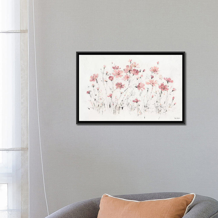 Wildflowers Pink I' Print on Canvas East Urban Home Mat Color: No Mat Size: 18" H x 26" W x 1.5" D Format: Black Framed Fine Art Paper