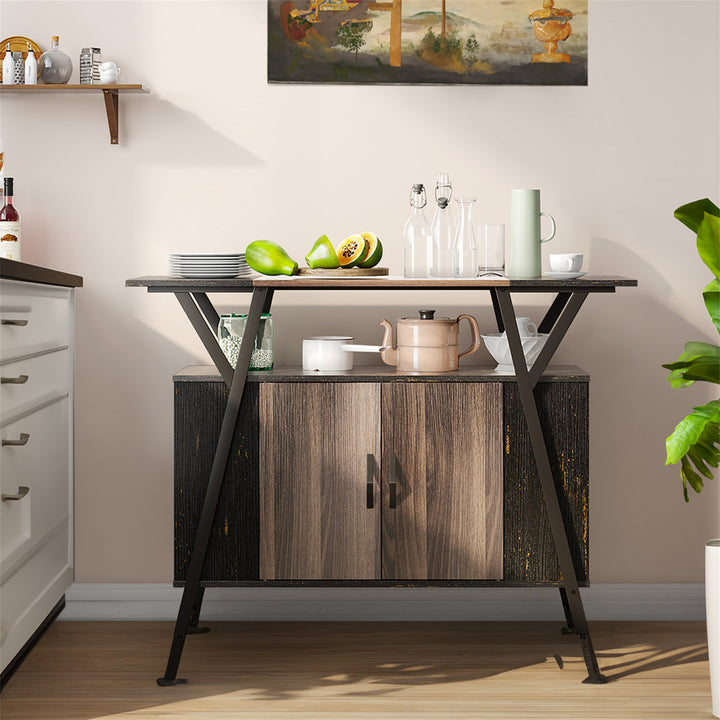 Marin 47 " Kitchen Island Open Sheves, Coffee Bar Cabinet Buffet Table Kitchen Sideboard Kelly Clarkson Home Base Finish: Dark Walnut
