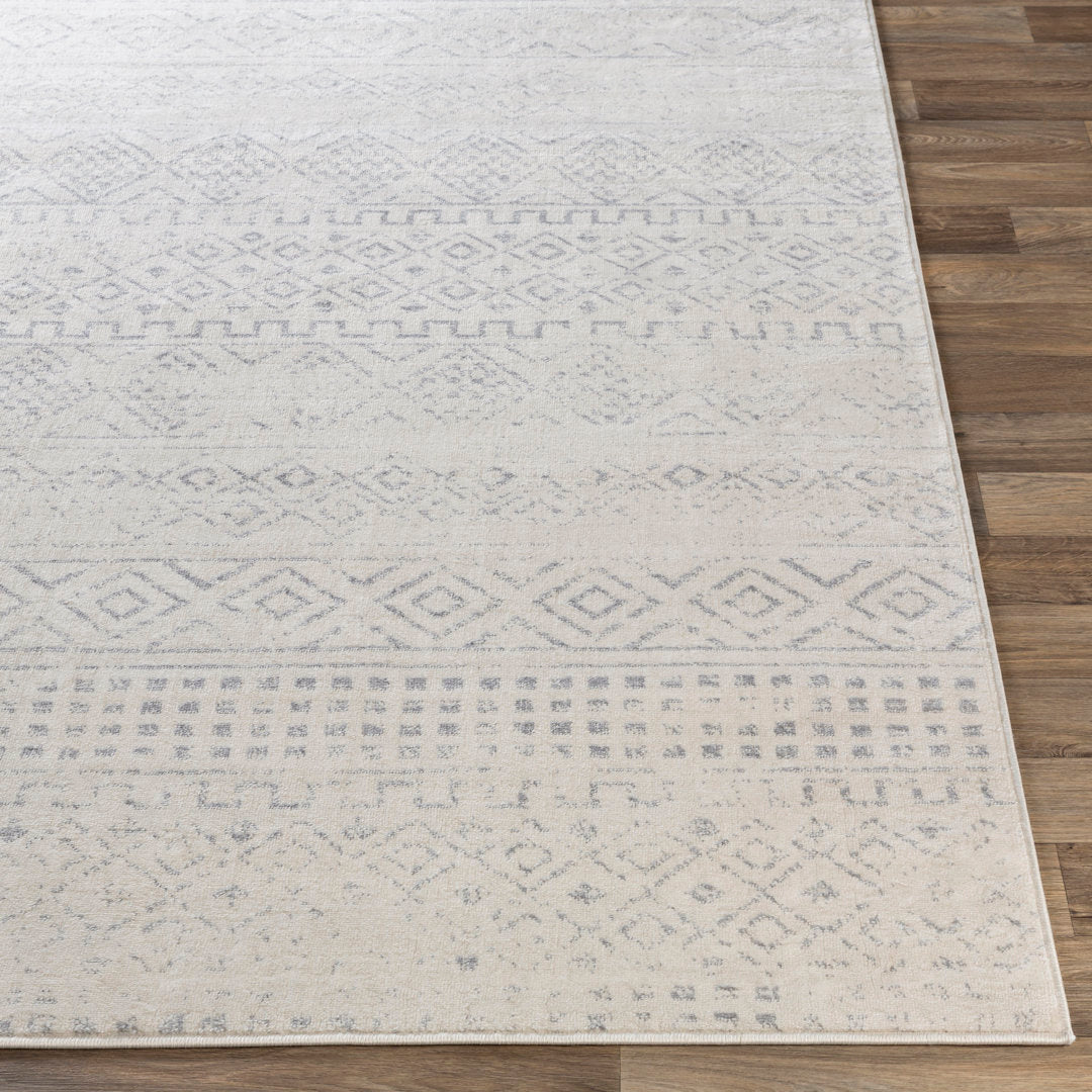 Herrod Machine Woven Gray/Ivory Area Rug Zipcode Design™ Rug Size: Rectangle 6'7" x 9'