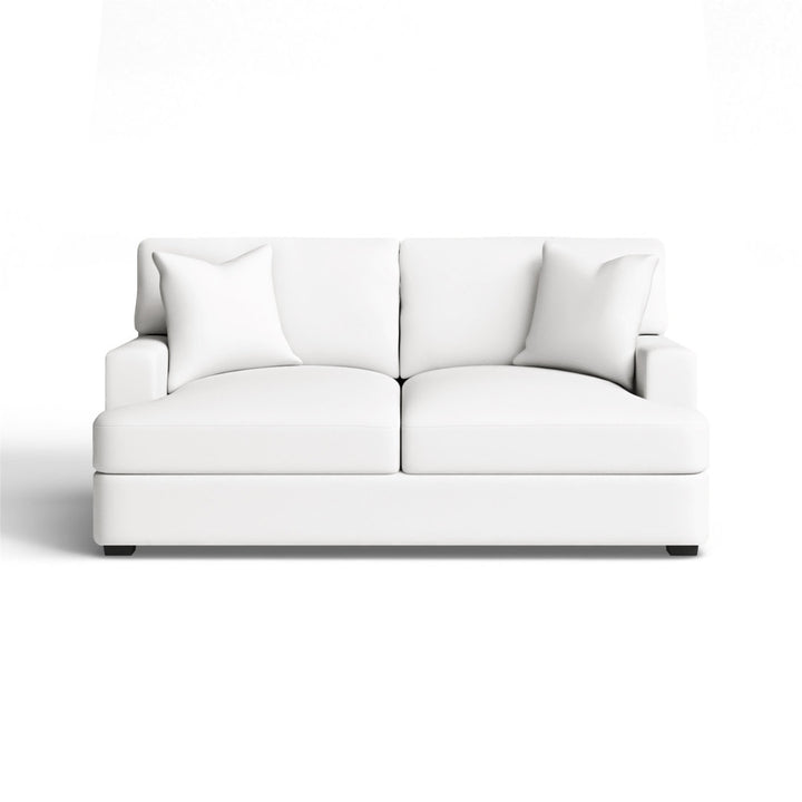 Emilio 65" Recessed Arm Loveseat With Reversible Cushions Wayfair Custom Upholstery™ Fabric: Classic Bleach White Twill