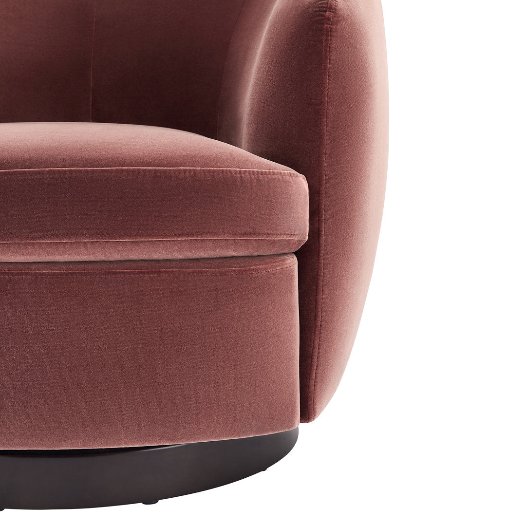 Marcy Upholstered Swivel Barrel Chair Joss & Main Leg Color: Espresso Fabric OR Leather Type: Falkirk Reddish Brown Velvet