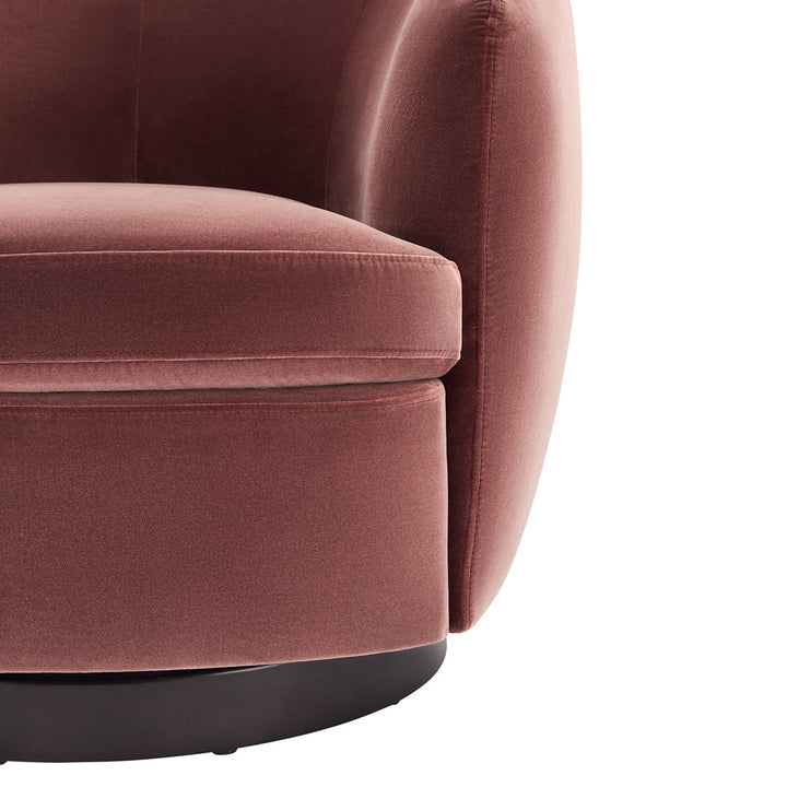 Marcy Upholstered Swivel Barrel Chair Joss & Main Leg Color: Espresso Fabric OR Leather Type: Falkirk Reddish Brown Velvet