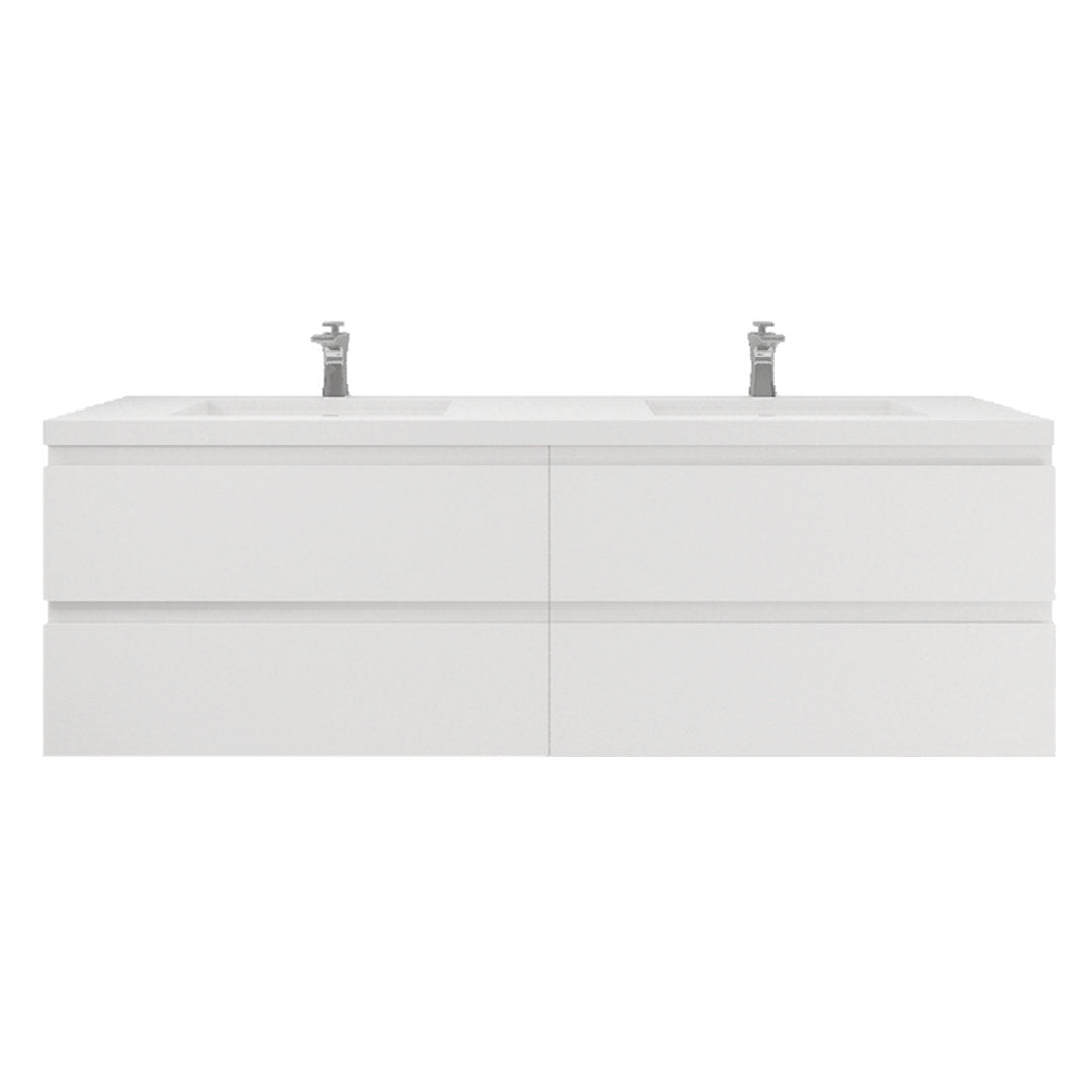 Aylanna 72" Wall-Mounted Double Bathroom Vanity Set Wade Logan® Base Finish: Hight Gloss White