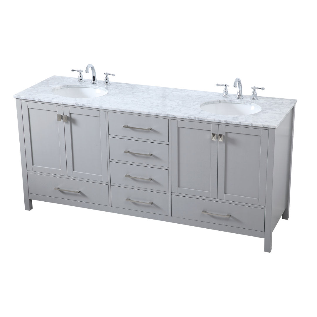 Bagdai 72" Wide Bathroom Vanity Set Wade Logan® Top Finish: Calacatta Quartz, Base Finish: Gray