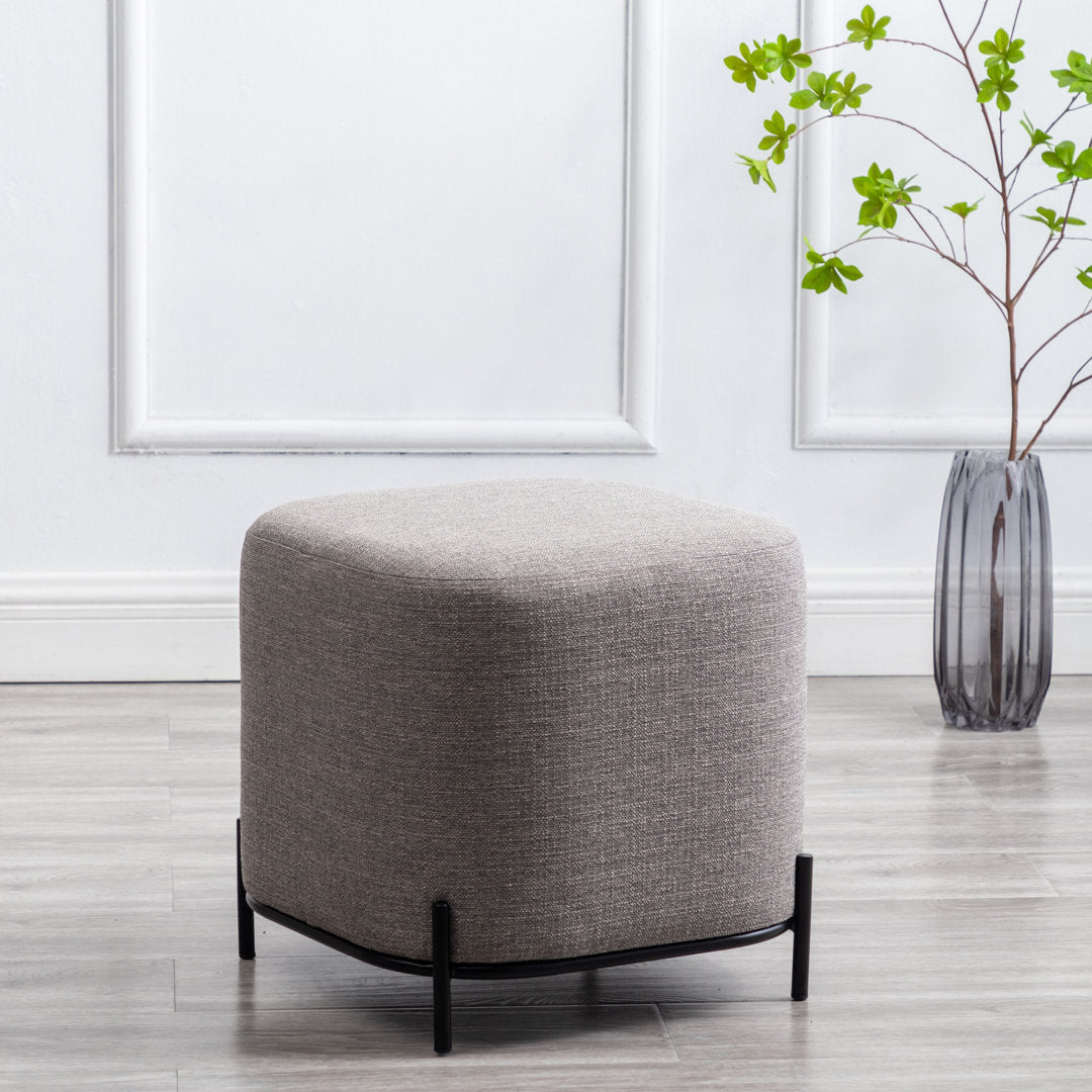 Ohman 16.5'' Wide Square Cube Ottoman Mercury Row® Leg Color: Black Body Fabric: Gray Basketweave