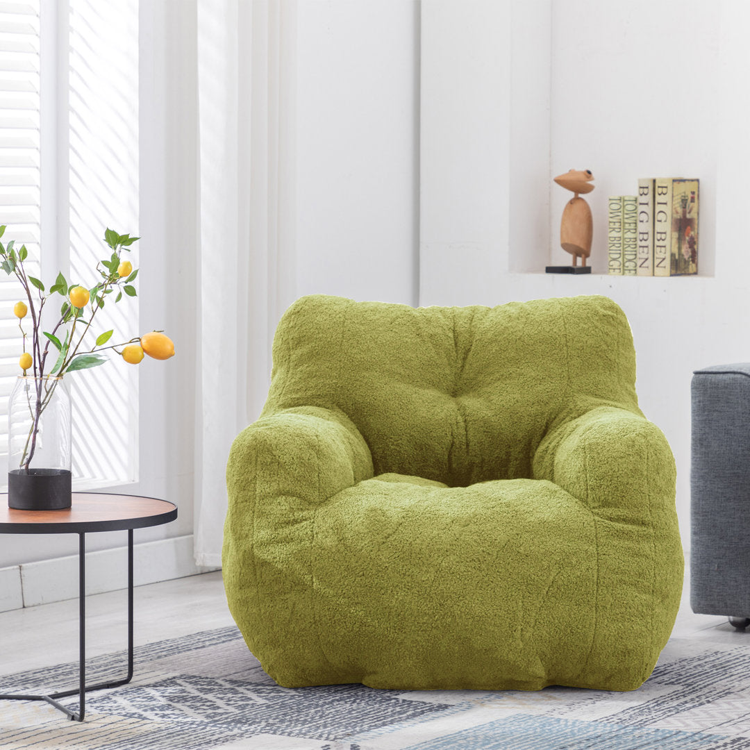 Medium Bean Bag Chair Viv + Rae™ Body Fabric: Lawn Green Faux Fur