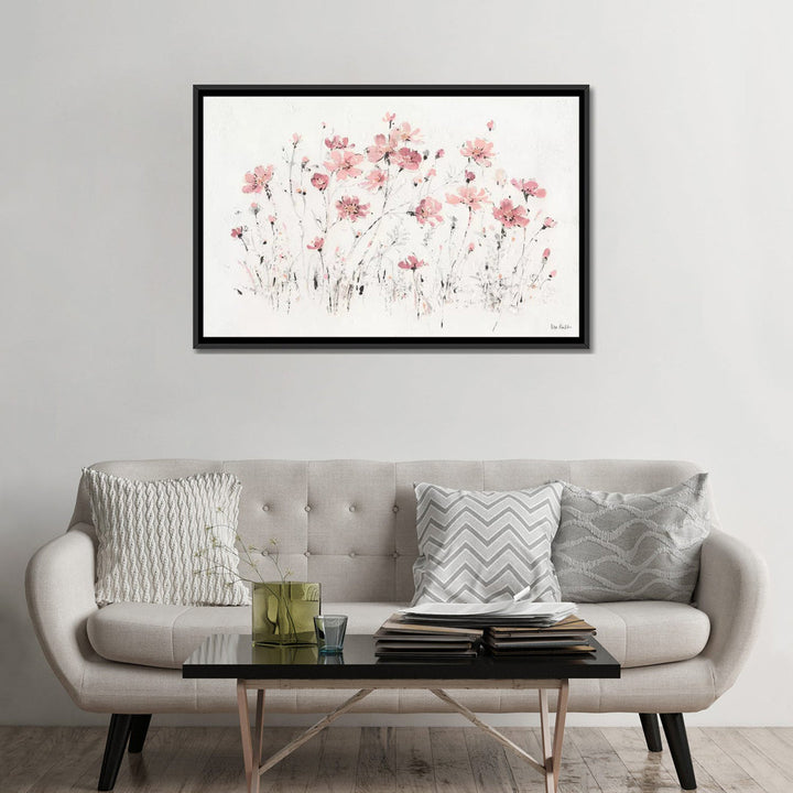 Wildflowers Pink I' Print on Canvas East Urban Home Mat Color: No Mat Size: 18" H x 26" W x 1.5" D Format: Black Framed Fine Art Paper