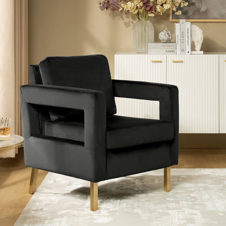 Clayne Velvet Armchair Etta Avenue™ Fabric: Black Velvet