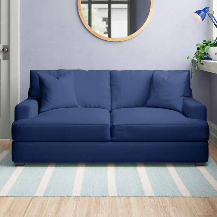 Emilio 65" Recessed Arm Loveseat With Reversible Cushions Wayfair Custom Upholstery™ Fabric: Nave Marine Performance Distressed Velvet