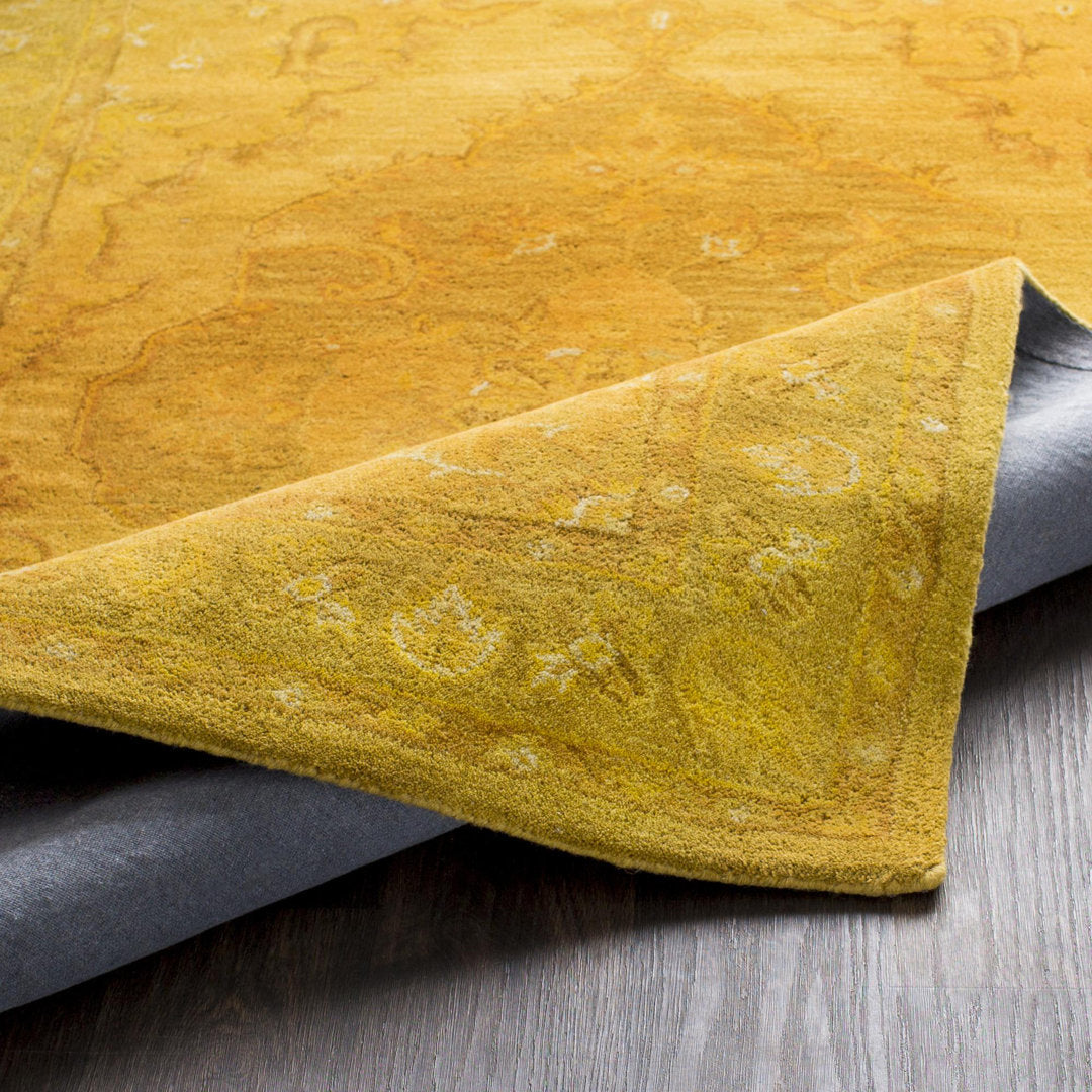 Eaddy Oriental Hand-Tufted Wool Bright Gold/Butter Area Rug Charlton Home® Rug Size: Rectangle 8' x 11'