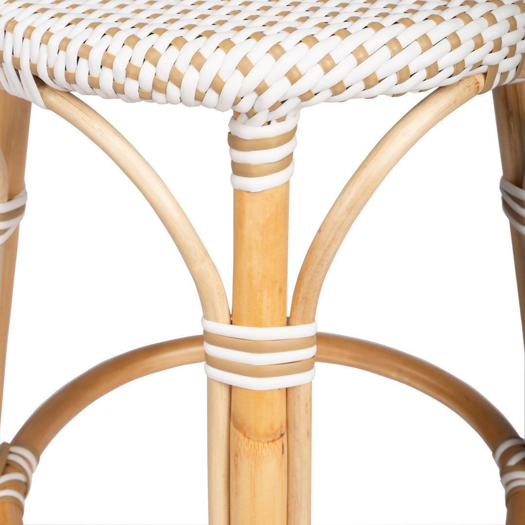 Alastair Bar & Counter Stool Birch Lane™ Color: White/Tan Dot/Natural Rattan Frame Seat Height: Counter Stool (24" Seat Height)