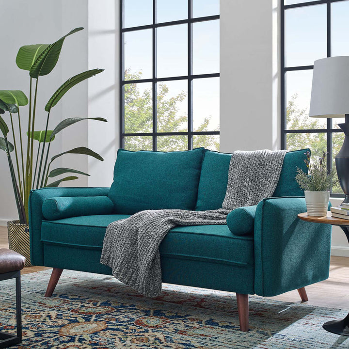 Modway Revive Upholstered Fabric Loveseat Modway Upholstery Color: Teal Plainweave