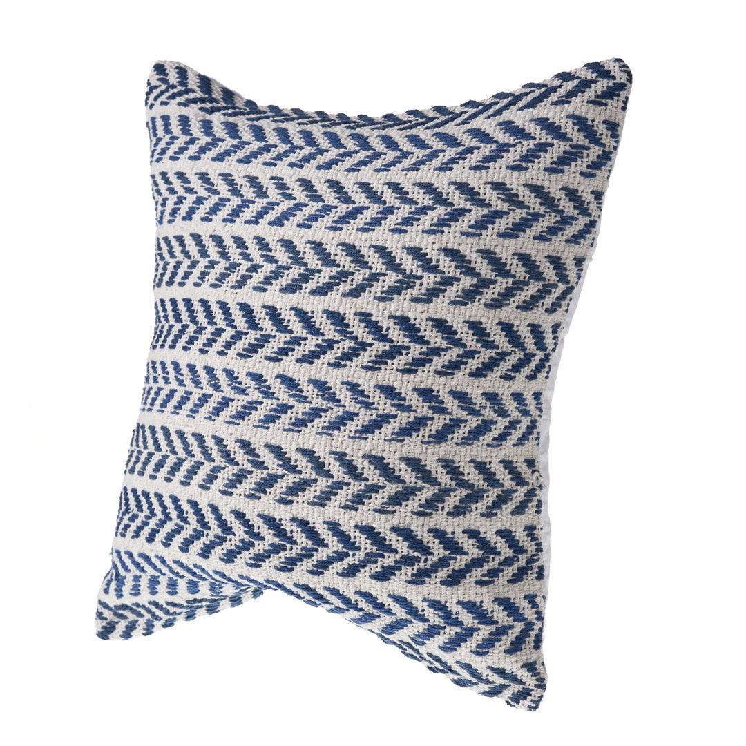 Hand-Woven Chevron Cotton Throw Pillow Rajani Home Color: Navy