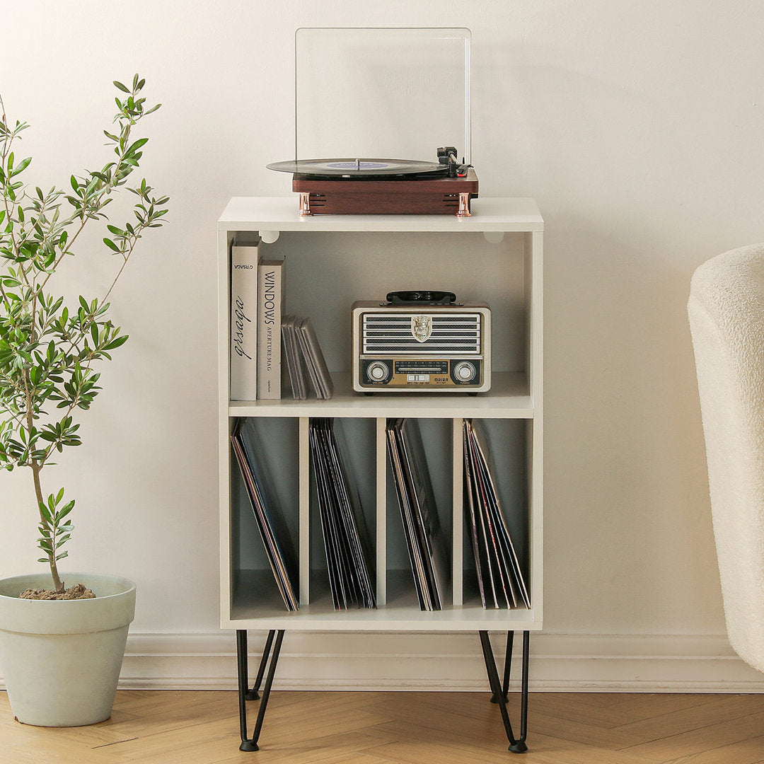 Audio Rack with LED Lights George Oliver Color: White