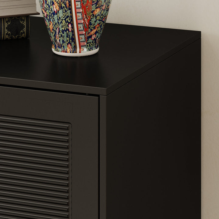 Black Three Door Cat Litter Box Enclosure With 4 Shelves Tucker Murphy Pet™ Color: Black