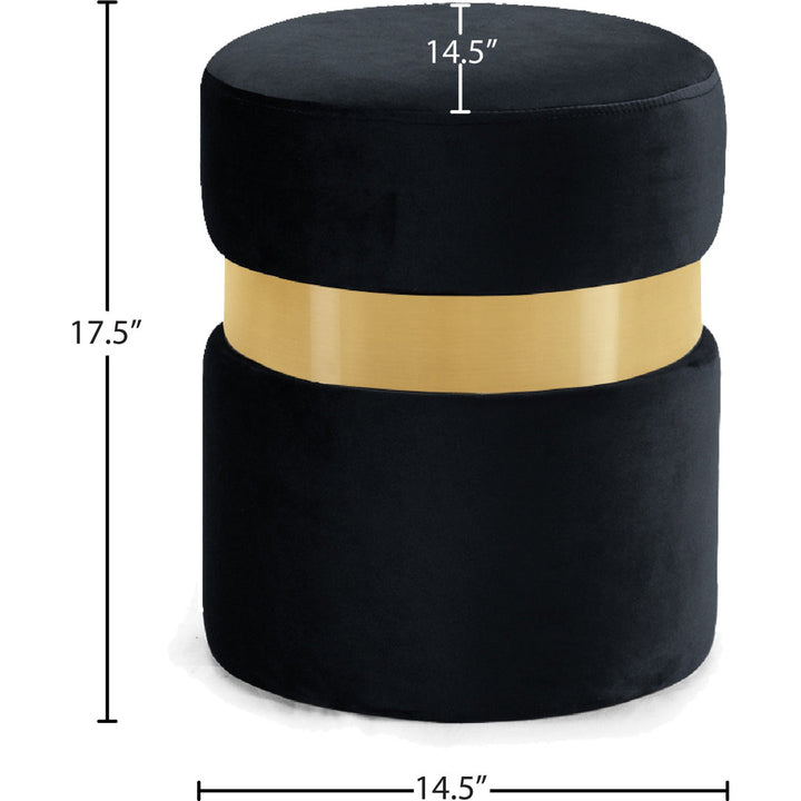 Fresno 14.5" Wide Velvet Round Cocktail Ottoman Mercer41 Upholstery Color: Living Black Velvet Fabric: Gold