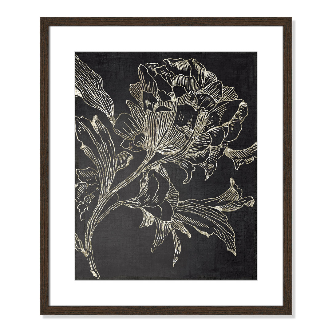 Golden Flower Folklore I by Asia Jensen - Picture Frame Graphic Art Print Joss & Main Size: 25.5" H x 21.5" W Format: Walnut Framed