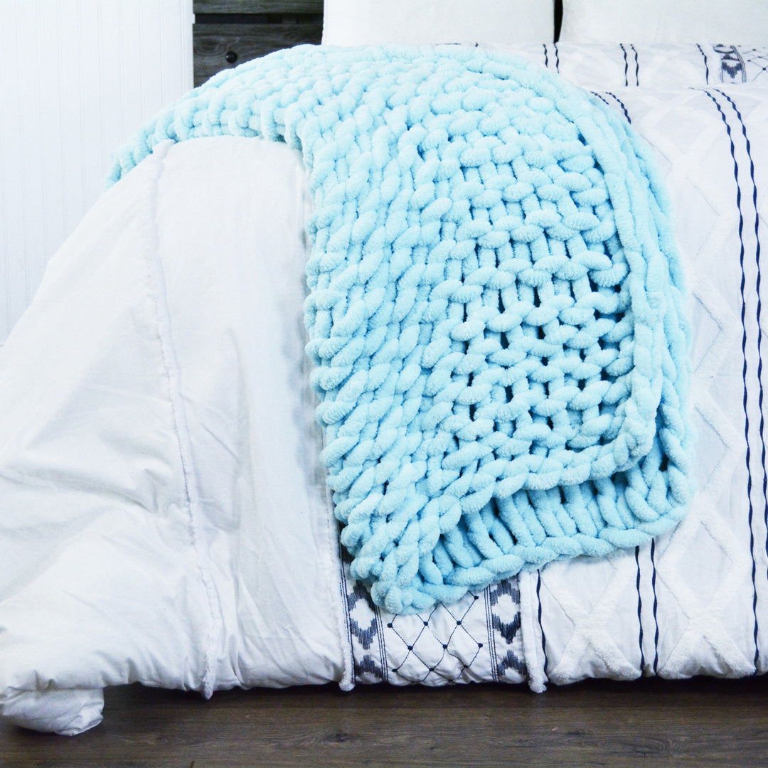 Chenille Knitted Chenille Throw Donna Sharp Color: Light Blue