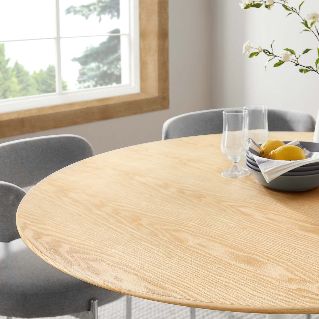 Silver Orchid Fein Oval Dining Table Wade Logan® Base Color: White, Top Color: Natural Size: 48" W x 48" L