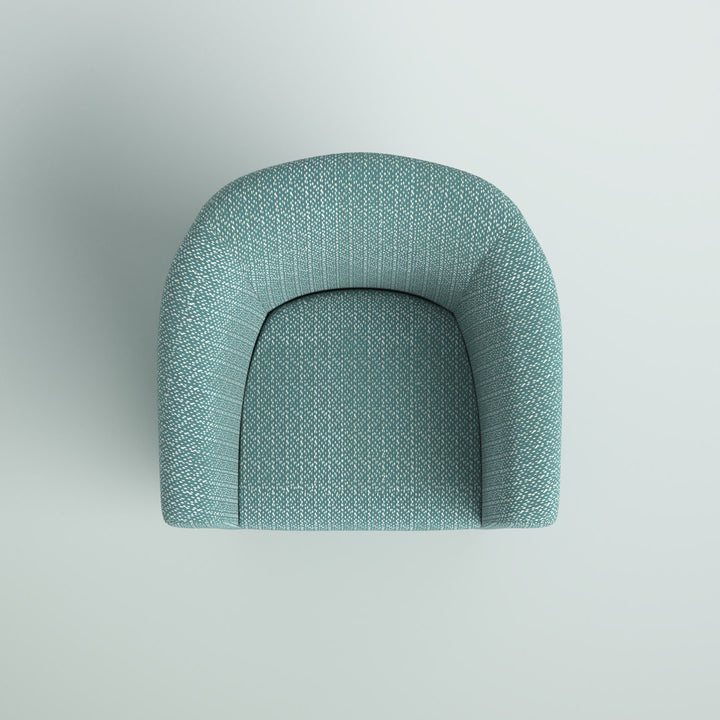 Liam 31.5" W Barrel Chair Zipcode Design™ Fabric OR Leather Type: Light Teal Blue/White Microfiber/Microsuede